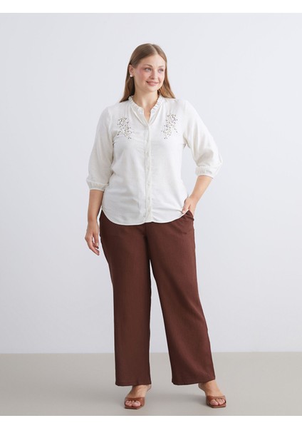 Yeni Sezon Beli Lastikli Dokulu Kadın Pantolon fiyatları