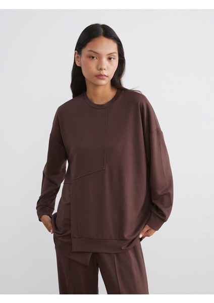 Yeni Sezon Bisiklet Yaka Kadın Sweatshirt