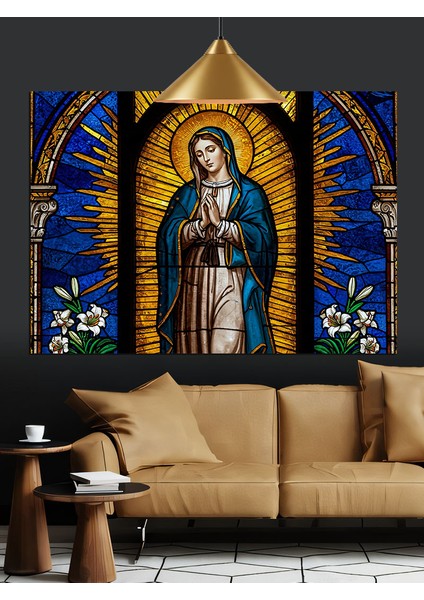 kutsal meryem ve ısa portresi dekoratif kanvas - mdf ahşap tablo fiyatları