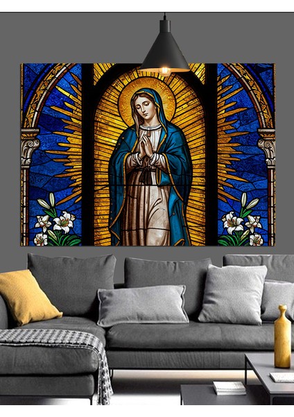 kutsal meryem ve ısa portresi dekoratif kanvas - mdf ahşap tablo modelleri