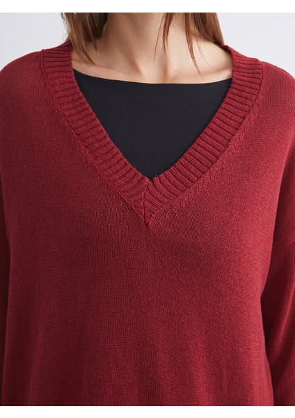 Yeni Sezon V Yaka Oversize Kadın Triko Kazak modelleri