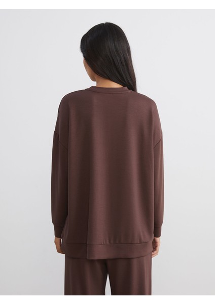 Yeni Sezon Bisiklet Yaka Kadın Sweatshirt fırsatları