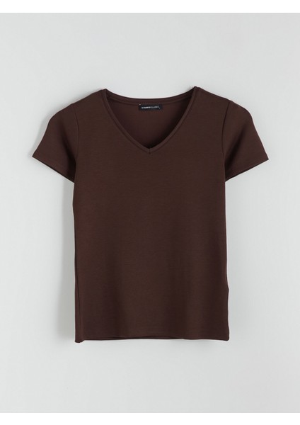 Yeni Sezon V Yaka Düz Kadın Tişört indirimleri