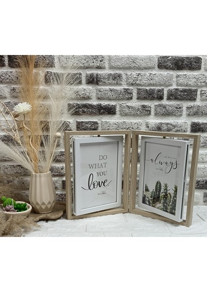 2'li Dekoratif Ahşap Katlanır Dekor Çerçeve