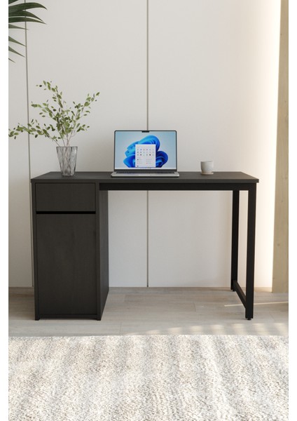 Siyah 120X60 Çalışma Masası, Dolaplı, Çekmeceli, Raflı, Bilgisayar Masası, Metal Ayaklı indirimleri