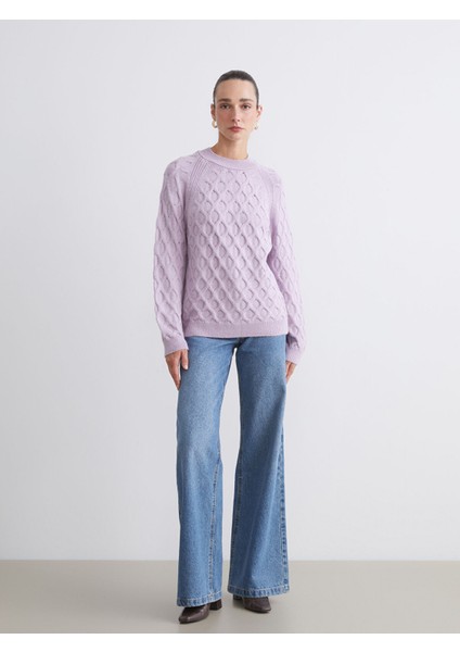 Yeni Sezon Bisiklet Yaka Kendinden Desenli Kadın Triko Kazak fiyatları