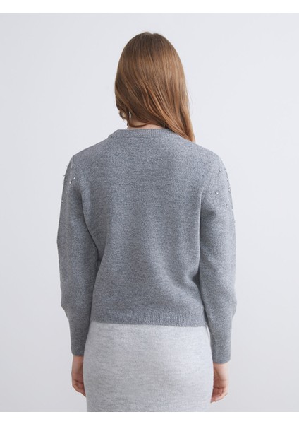 Yeni Sezon Bisiklet Yaka Taşlı Kadın Triko Kazak fırsatları