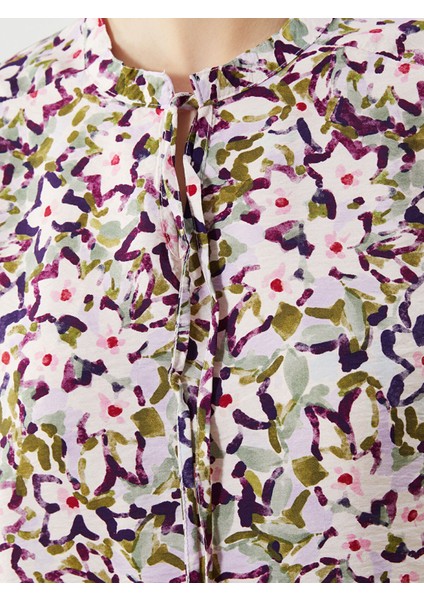 Yeni Sezon Bağlamalı Yaka Çiçekli Bluz modelleri