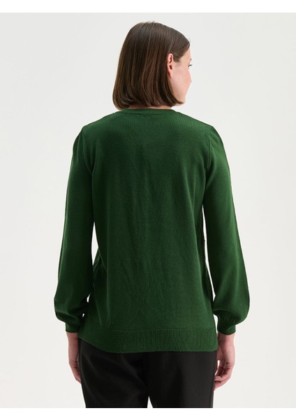 Yeni Sezon Bisiklet Yaka Kendinden Desenli Kadın Triko Hırka fırsatları