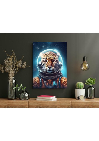 Astronot Leopar - Ahşap Mdf Tablo