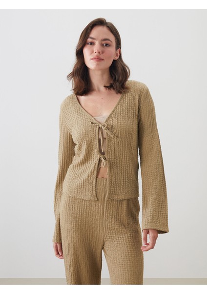 Yeni Sezon V Yaka Dokulu Kadın Hırka