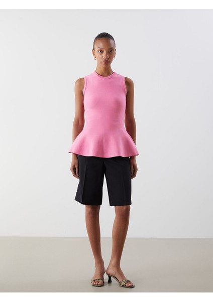 Yeni Sezon Bisiklet Yaka Peplum Triko Bluz fiyatları