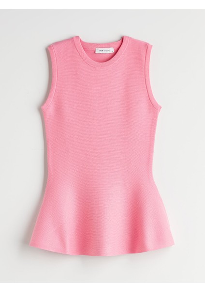 Yeni Sezon Bisiklet Yaka Peplum Triko Bluz indirimleri