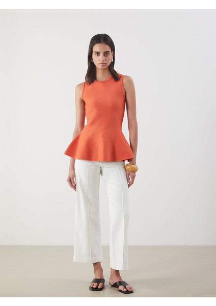 Yeni Sezon Bisiklet Yaka Peplum Triko Bluz fiyatları