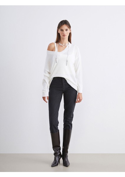 Yeni Sezon V Yaka Oversize Kadın Triko Kazak fiyatları