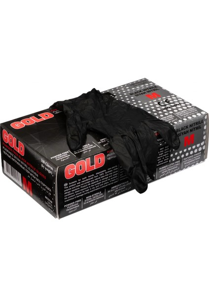 Labbakal Gold Siyah Nitril Eldiven – Medium (M) 100'LÜ Paket