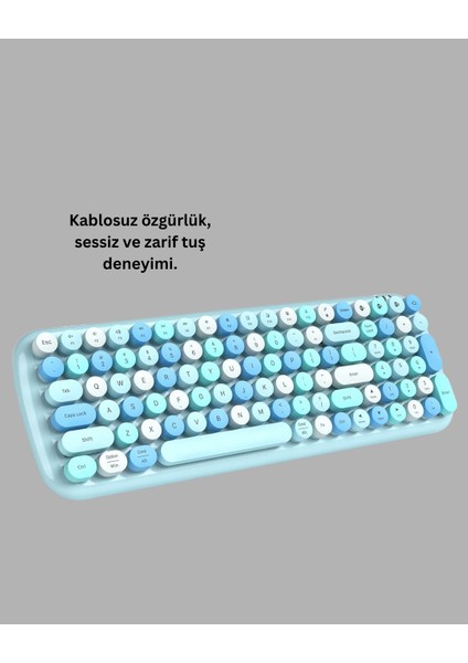 Kablosuz Klavye Mouse Seti Mavi modelleri