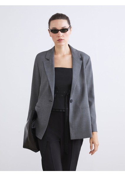 Yeni Sezon Ekose Kadın Blazer Ceket