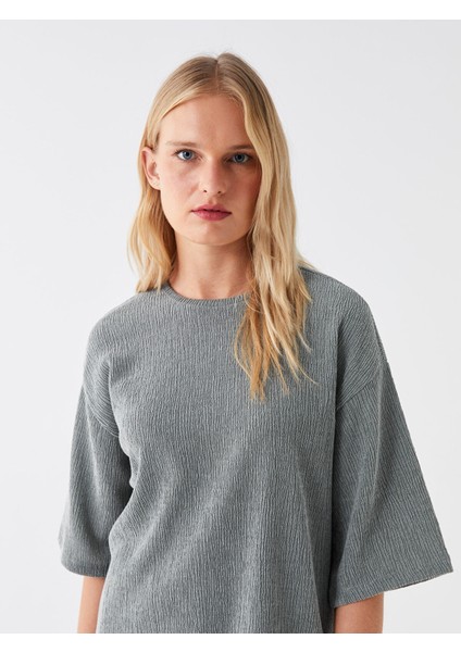 Yeni Sezon Bisiklet Yaka Düz Oversize Kadın Bluz modelleri