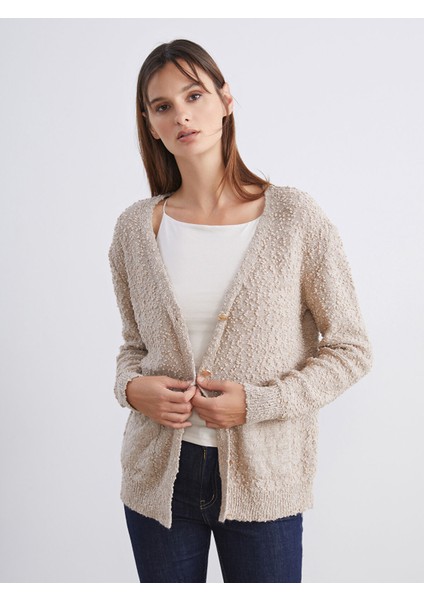 Yeni Sezon V Yaka Dokulu Kadın Triko Hırka