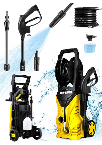 Alman Yüksek Basınçlı 180 Bar Musluk ve Kovadan Su Çekme Bahçe Oto Yıkama Makinesi