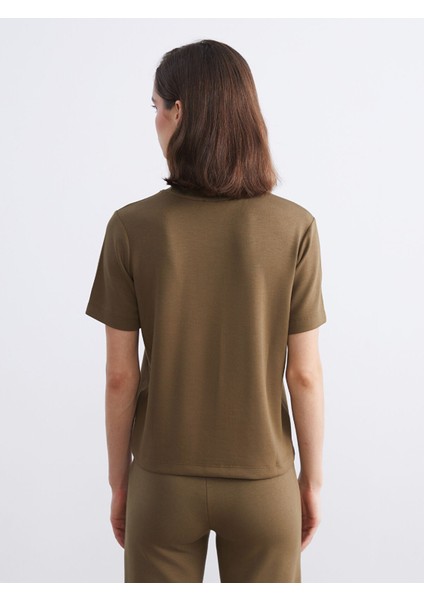 Yeni Sezon Bisiklet Yaka Nakışlı Kadın Tişört indirimleri