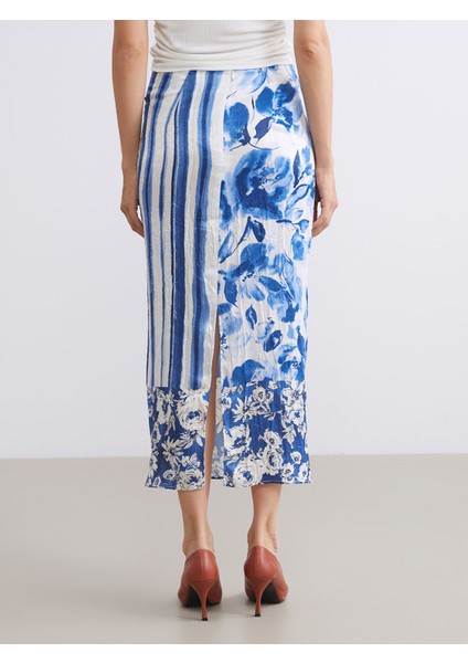 Yeni Sezon Beli Fermuarlı Çiçekli Yırtmaçlı Saten Etek fırsatları