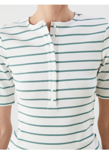 Yeni Sezon Bisiklet Yaka Çizgili Kadın Tişört modelleri