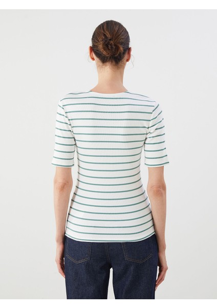 Yeni Sezon Bisiklet Yaka Çizgili Kadın Tişört fırsatları