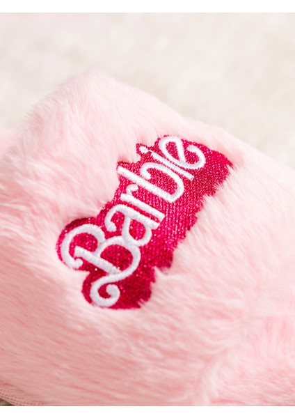 Yeni Sezon Barbie Nakışlı Pelüş Kadın Ev Terliği modelleri