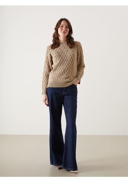 Yeni Sezon Bisiklet Yaka Boncuk Işlemeli Kadın Triko Kazak fiyatları