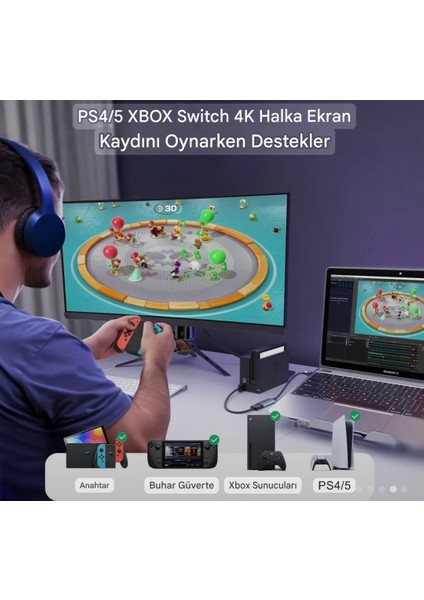 Görüntü Yakalama Kartı 1080P/60Hz HDMI Video Canlı Yayın Capture Card Usb Ve Type-C Çift Giriş CE Lisanslı Sertifikalı Orjinal modelleri