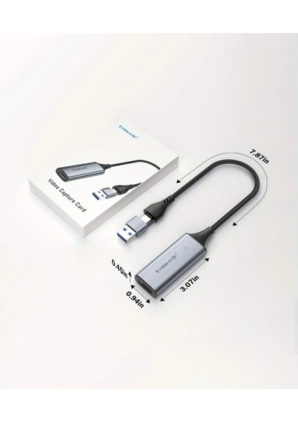 Görüntü Yakalama Kartı 1080P/60Hz HDMI Video Canlı Yayın Capture Card Usb Ve Type-C Çift Giriş CE Lisanslı Sertifikalı Orjinal