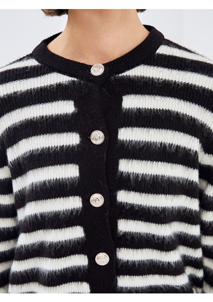 Yeni Sezon Bisiklet Yaka Çizgili Kadın Triko Hırka modelleri