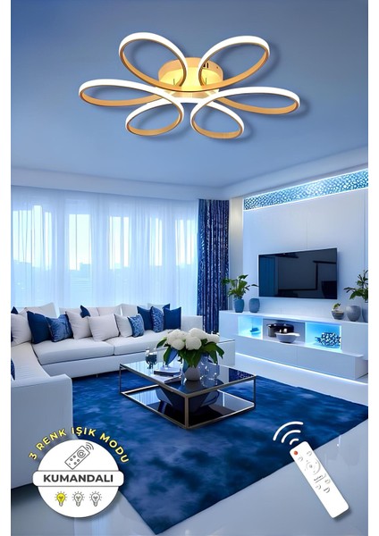 Sayra Eskitme (60CM) Kumandalı 3 Renk Modern Plafonyer LED Avize fiyatları