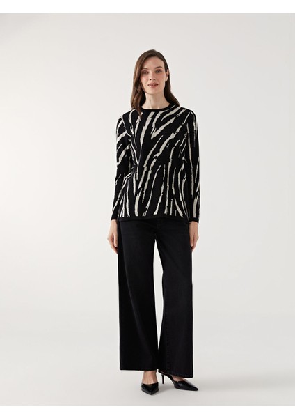 Yeni Sezon Bisiklet Yaka Desenli Kadın Triko Kazak modelleri