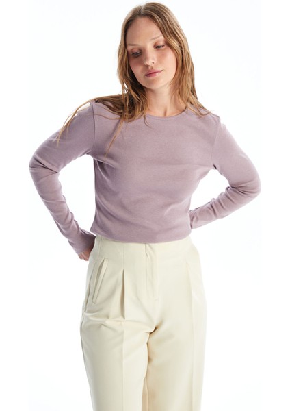 Yeni Sezon Bisiklet Yaka Düz Uzun Kollu Kadın Body