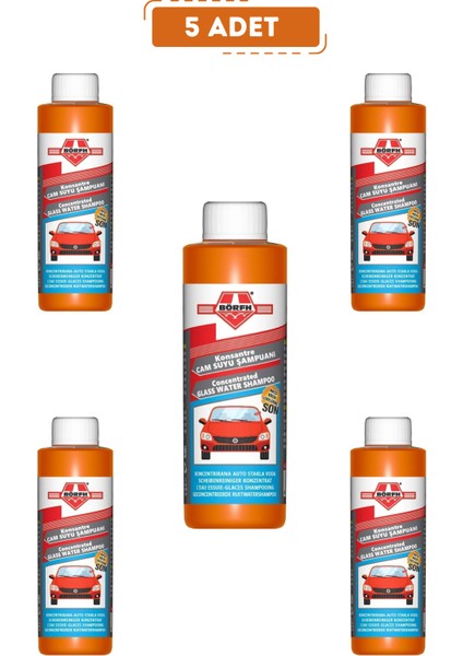 OTO MOTTO Konsantre Cam Temizleme Sabunu Oto Cam Suyu Şampuanı Şeftali Kokulu 32ML ( 5 Adet )