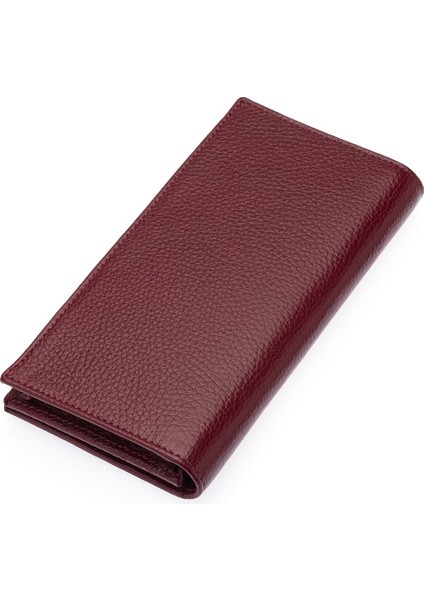 Bol Kart Bölmeli Hakiki Deri Kağıt Para ve Telefon Bölmeli Uzun Unisex Cüzdan - Bordo fırsatları