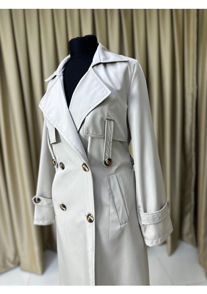 Belden Bağlamalı Trençkot Taş