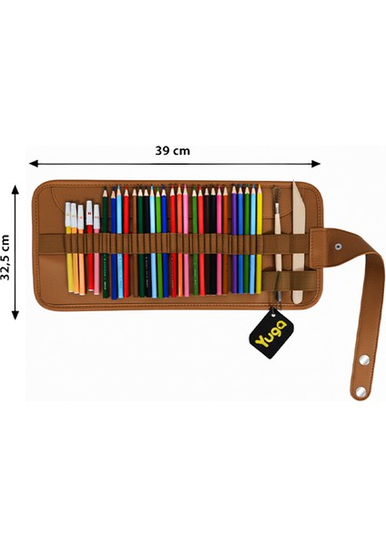 Suni Deri 36 Gözlü Rulo Kalemlik Taba indirimleri