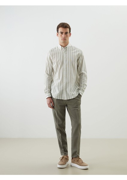 Yeni Sezon Regular Fit Uzun Kollu Çizgili Poplin Erkek Gömlek fiyatları
