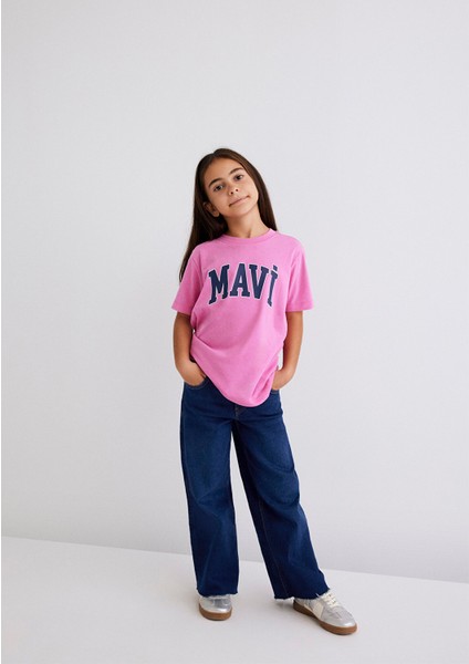 Mavi Logo Baskılı Pembe Tişört 7610109-71033