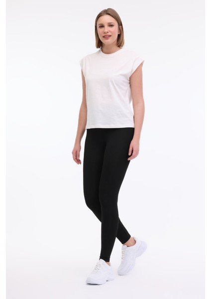 Wl Pelyaf 11KT71 5fx Ekru Kadın Kısa Kol T-Shirt