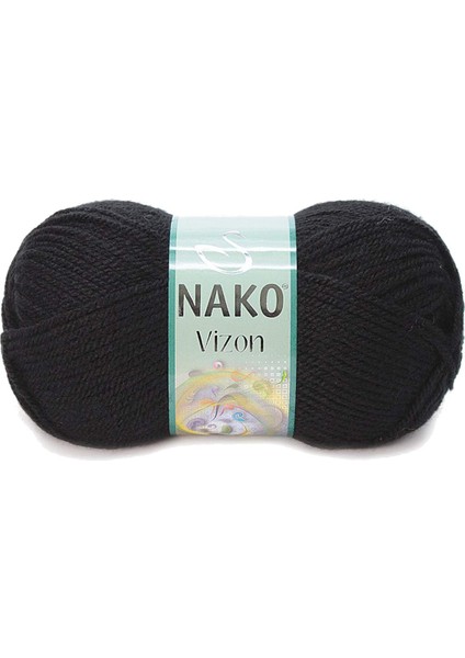 1 Adet Vizon Premium Akrilik El Örgü Ipi Yünü Renk NO:217 Siyah