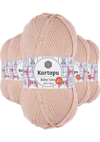 5 Adet Baby One Tüylenmeyen El Örgü Ipi Yünü Pudra K1873