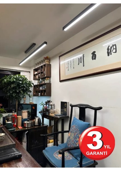 Lineer 80 cm Siyah Kasa Beyaz Işık 6500 K Ledli Sarkıt Modern Avize, Salon, Mutfak, Masa Üstü