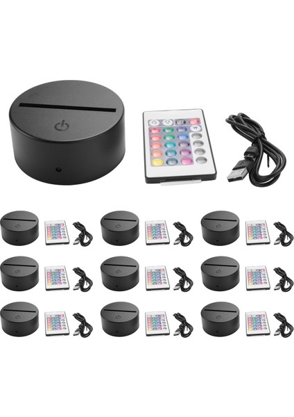 10 Paket 3D Gece LED Işık Lambası Taban + Uzaktan Kumanda + USB Kablosu, 16 Renk Işık Gösterisi Ekran Akrilik Siyah Için (Yurt Dışından) modelleri
