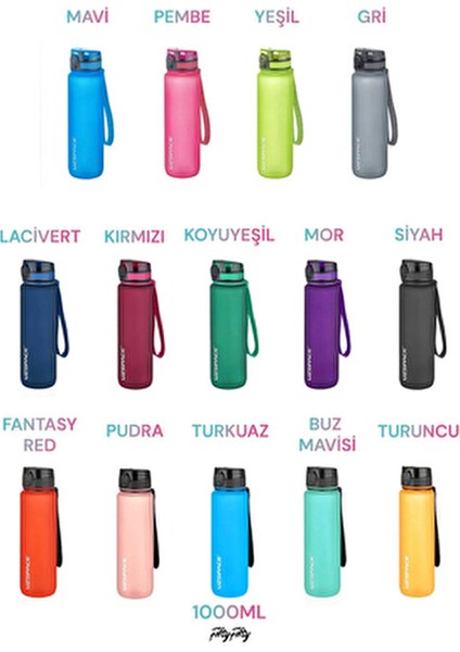 Tritan Matara Mor 1000 Ml Hafif ve Dayanıklı Tasarım ile Spor Kullanım İçin