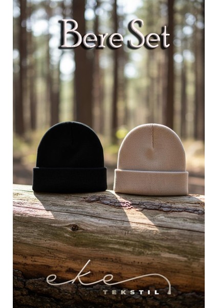 Unisex Katlamalı TAŞ,SİYAH 2'Lİ Bere Seti EKEBERESETİ2LİYENİ fırsatları